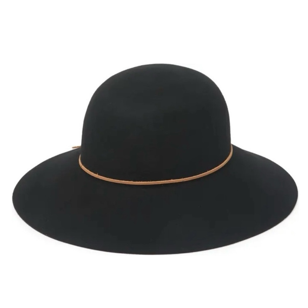 Phenix 100% Wool Wide Brim Floppy Hat Black Leather Trim New OS Western - Picture 6 of 12